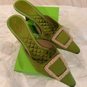 Sam Edelman Green Mules with Gold Accents